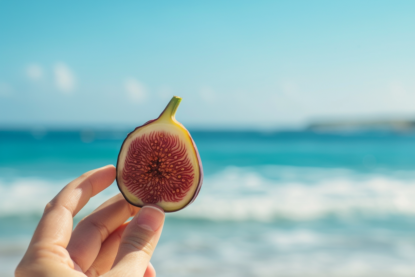 Image gratuite Personne tenant une figue à la plage 5