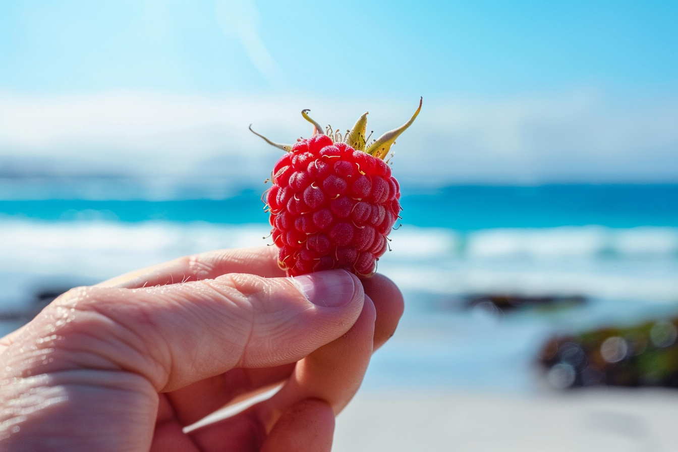 Image gratuite Personne tenant une framboise à la plage 4