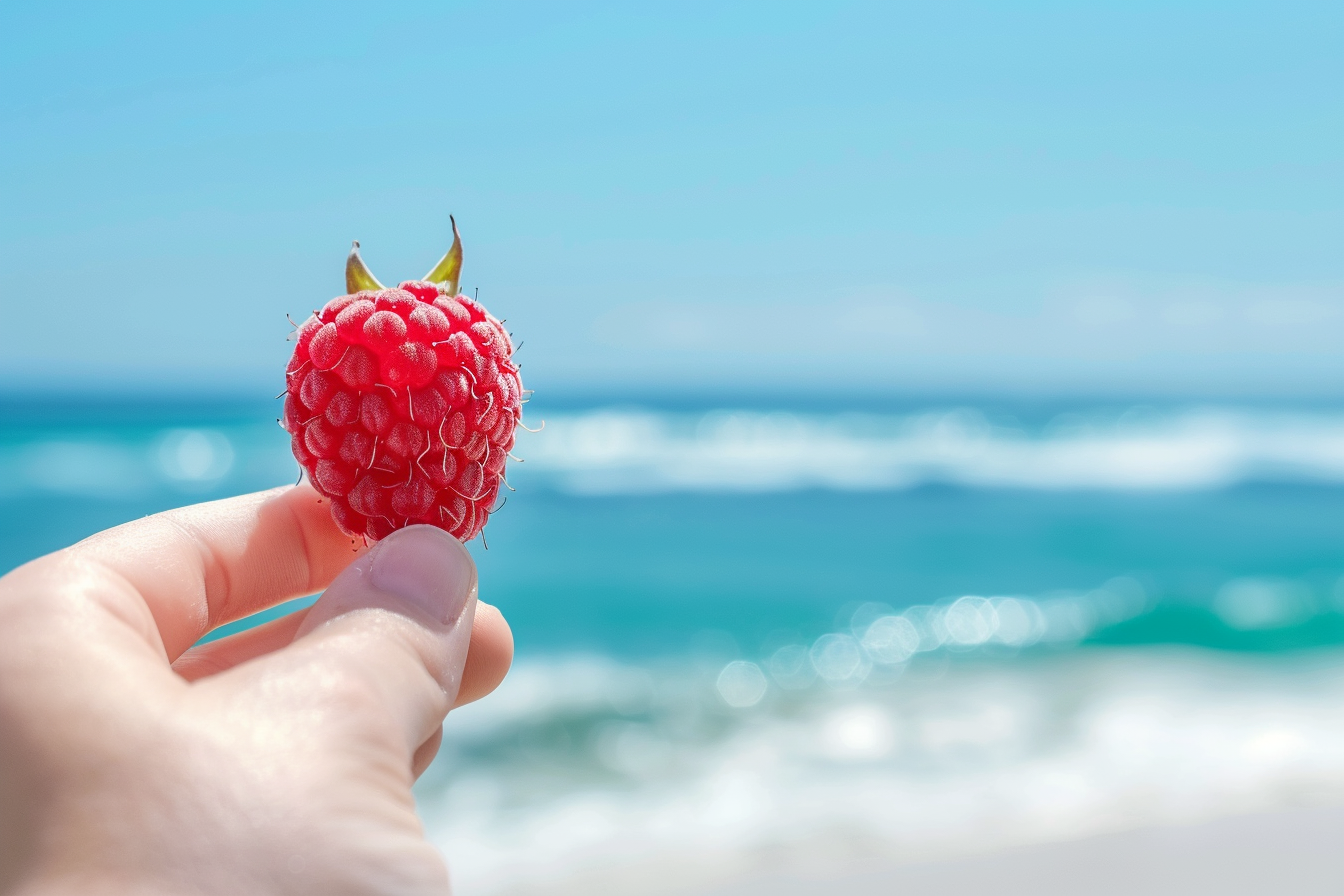 Image gratuite Personne tenant une framboise à la plage 6