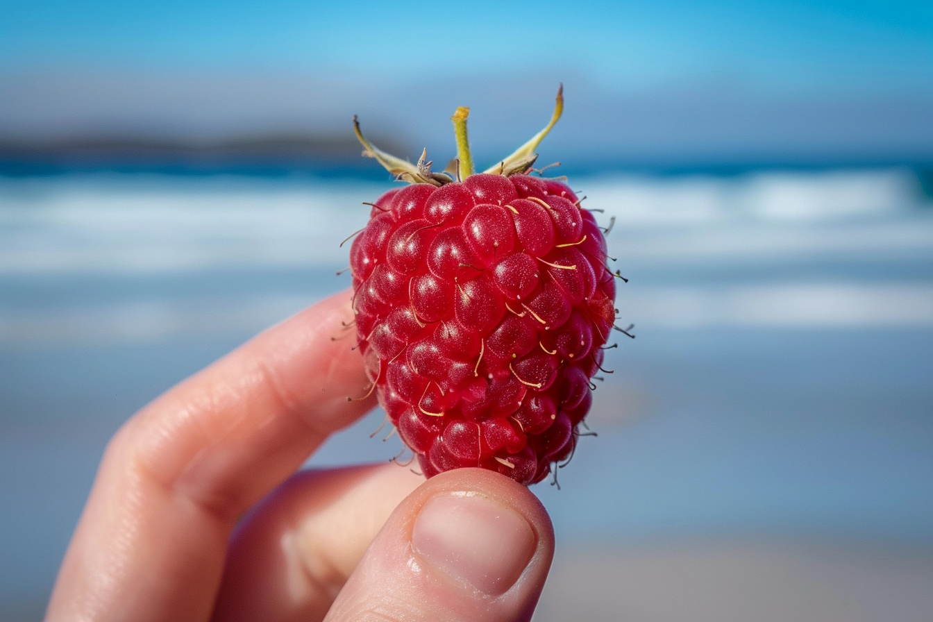 Image gratuite Personne tenant une framboise à la plage 7