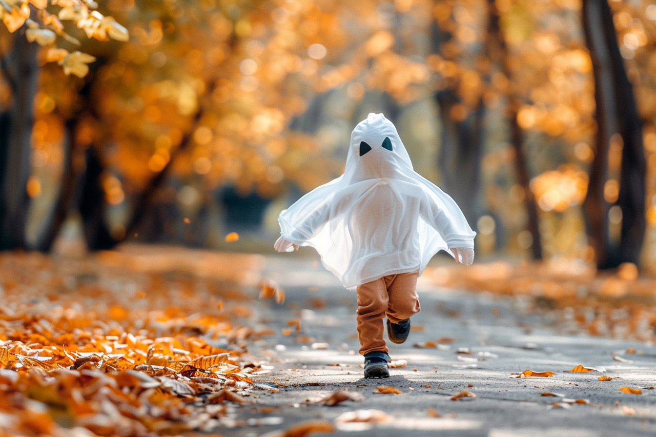 Image gratuite Petit fantôme, courant, parc, décorations, feuilles 1