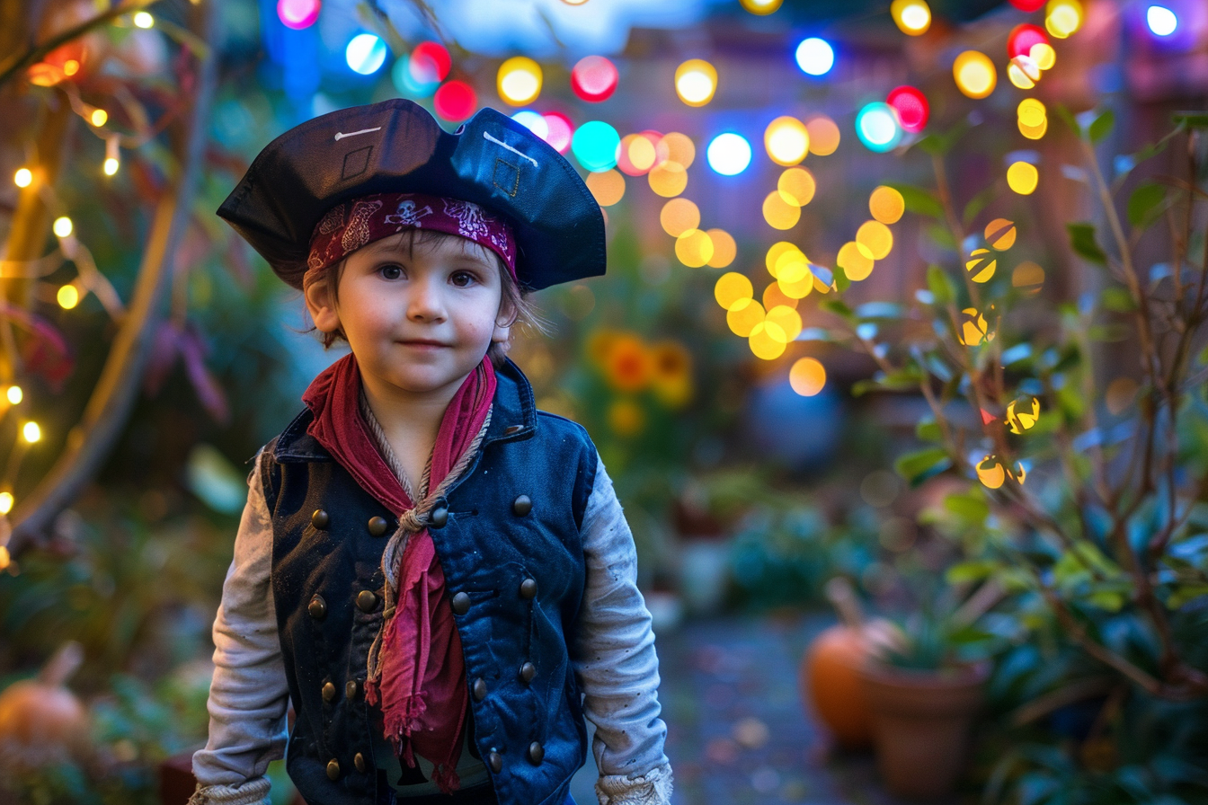 Image gratuite Petit pirate, jardin, lumières colorées Halloween 2