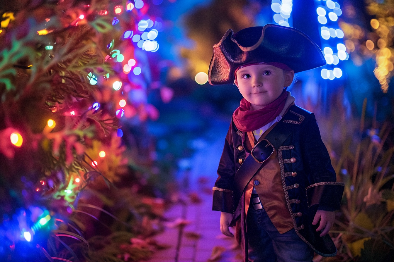 Image gratuite Petit pirate, jardin, lumières colorées Halloween 4