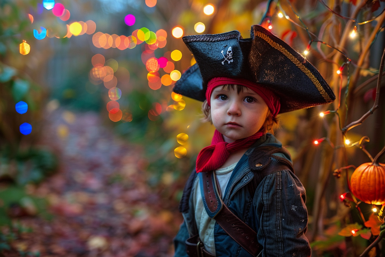 Image gratuite Petit pirate, jardin, lumières colorées Halloween 5