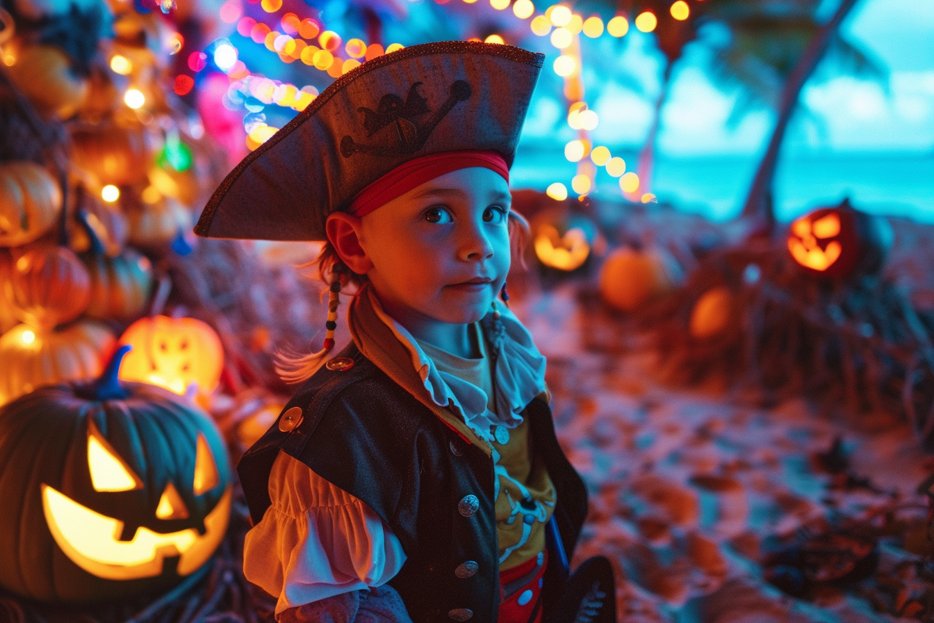 Image gratuite Petit pirate, plage colorée, illuminée, décorations 1