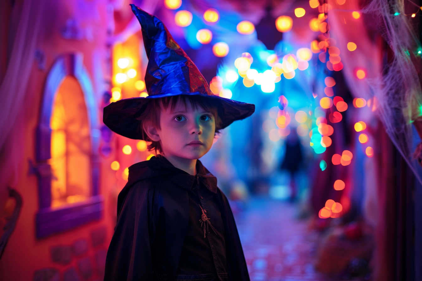 Image gratuite Petit sorcier, château coloré, illuminé, décorations 11