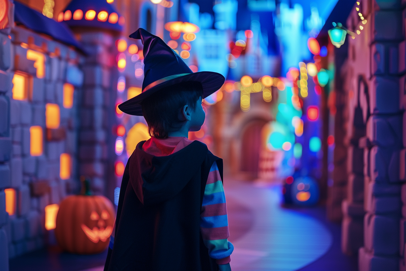 Image gratuite Petit sorcier, château coloré, illuminé, décorations 12