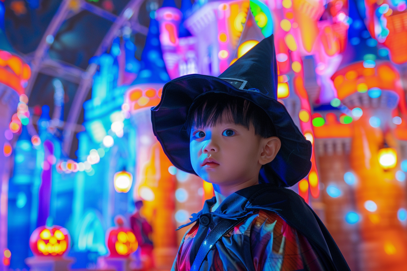 Image gratuite Petit sorcier, château coloré, illuminé, décorations 2