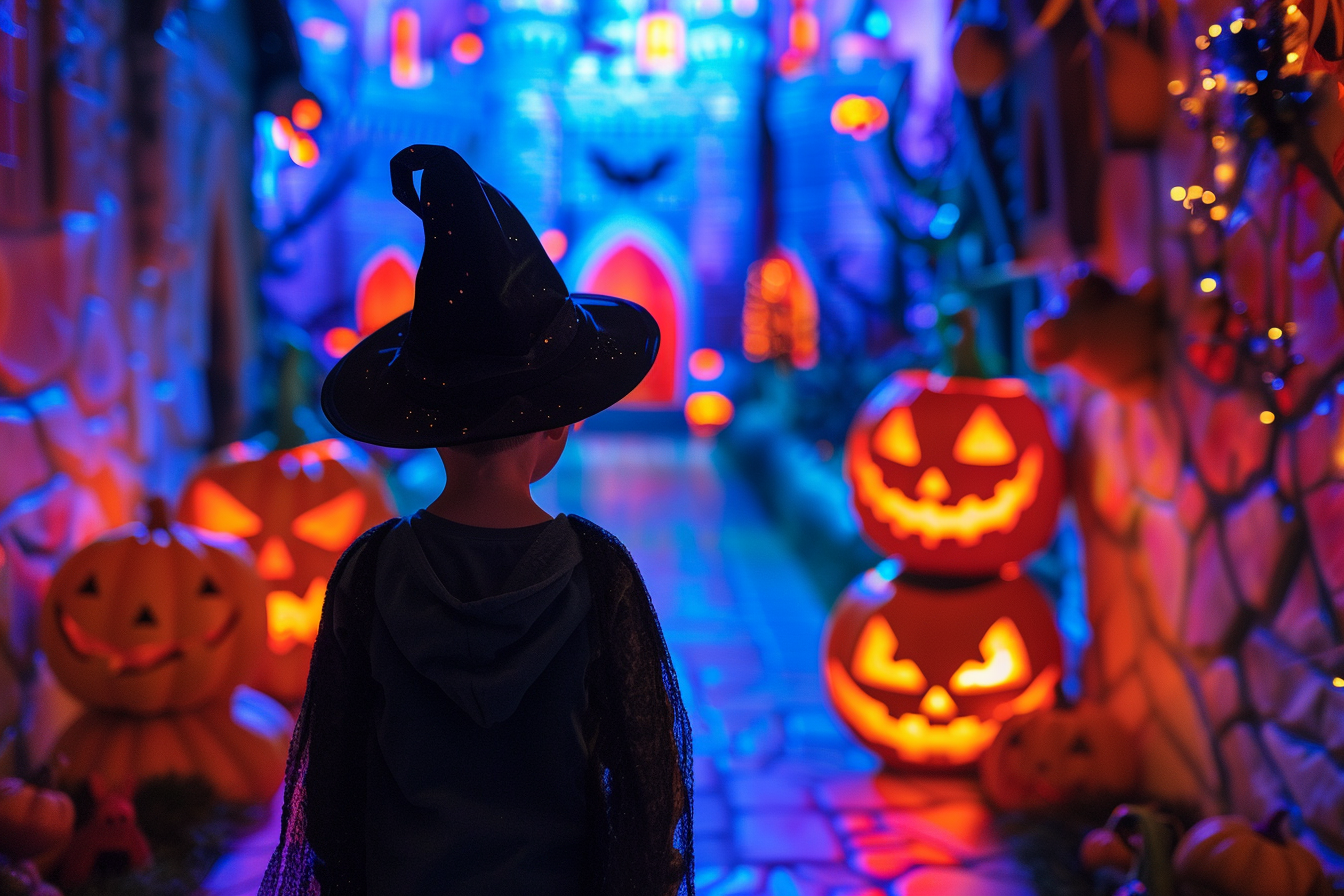 Image gratuite Petit sorcier, château coloré, illuminé, décorations 3