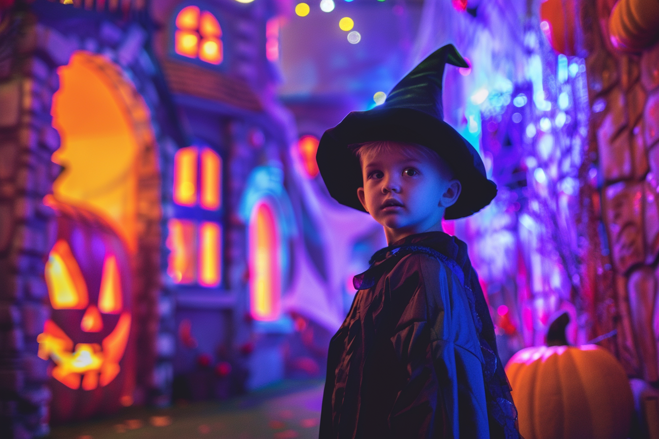 Image gratuite Petit sorcier, château coloré, illuminé, décorations 6