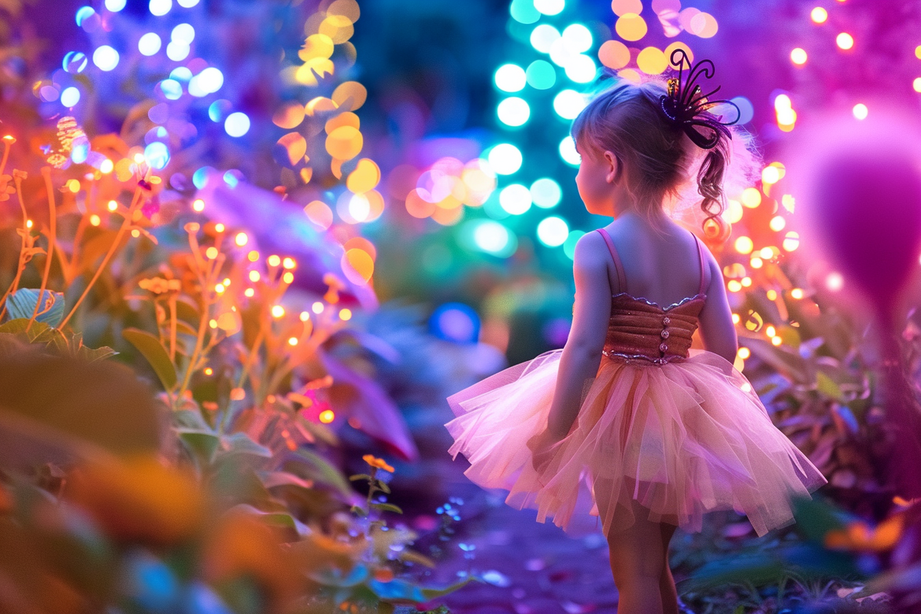 Image gratuite Petite ballerine, jardin coloré, éclairé, décorations 1