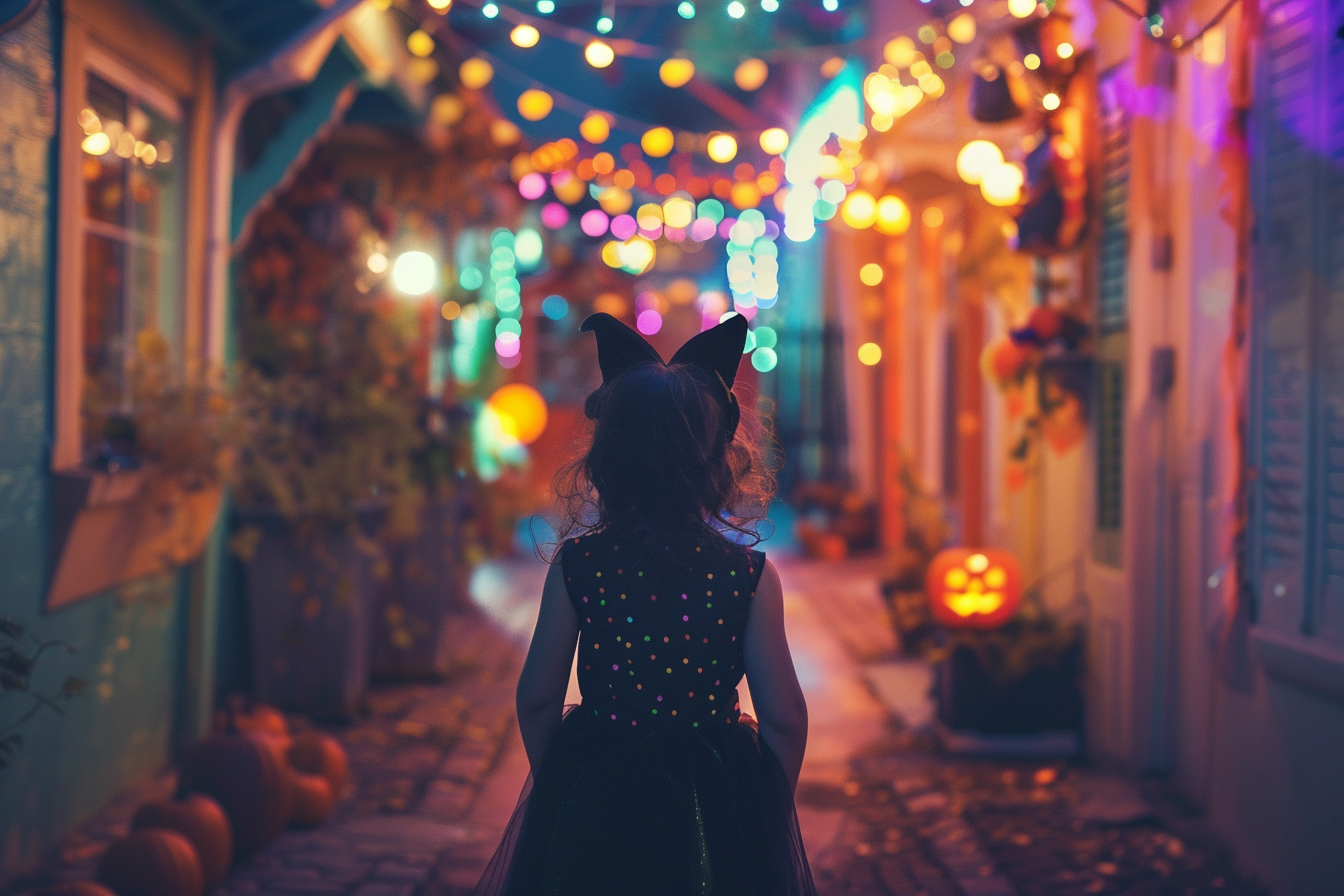 Image gratuite Petite chat, ruelle colorée, illuminée, décorations 6