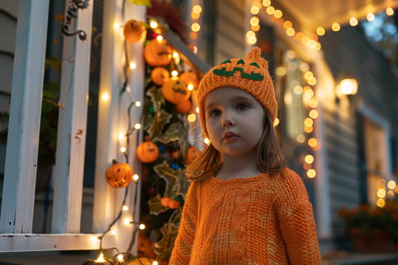 Image gratuite Petite citrouille, porche, lumières, décorations 3