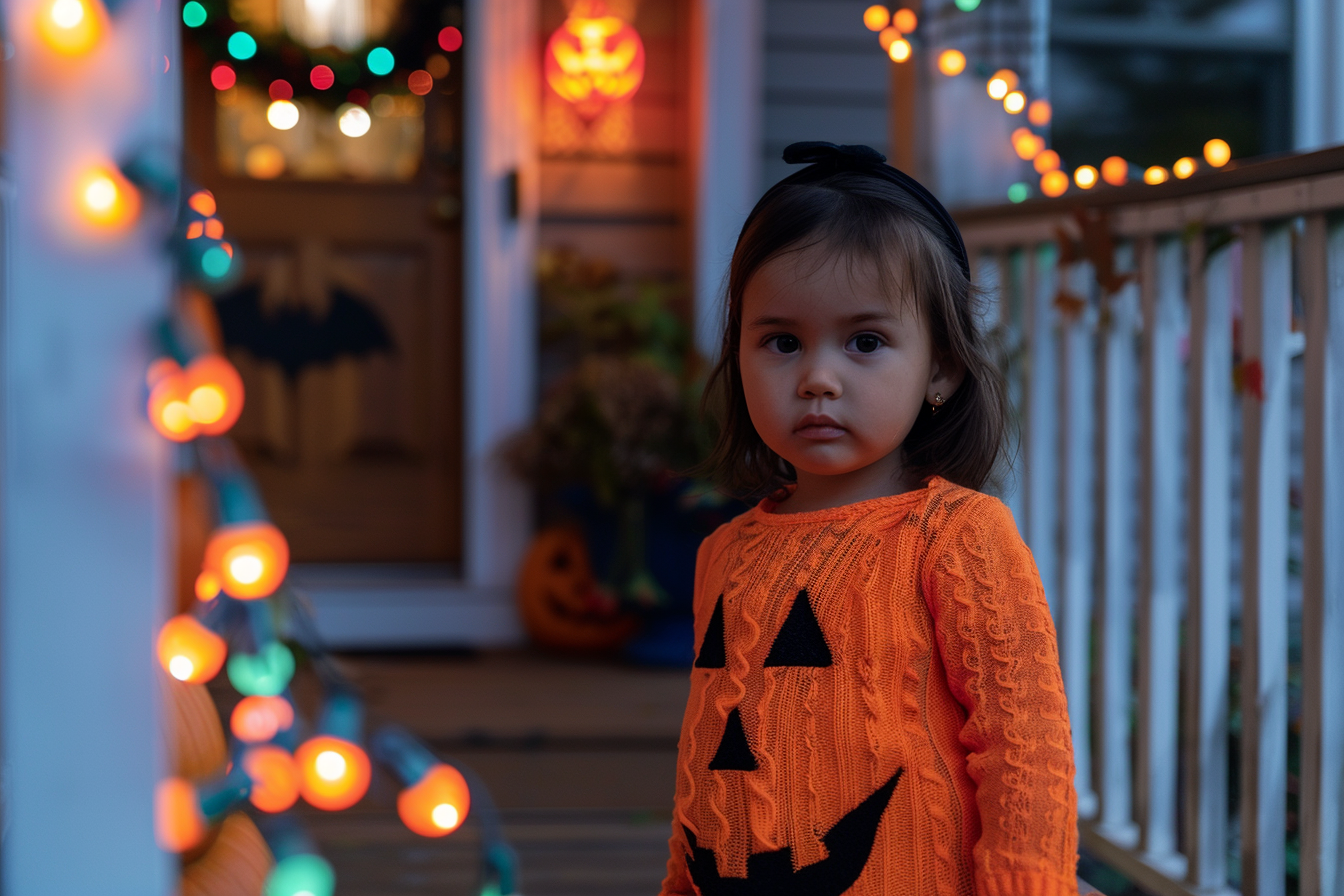 Image gratuite Petite citrouille, porche, lumières, décorations 4