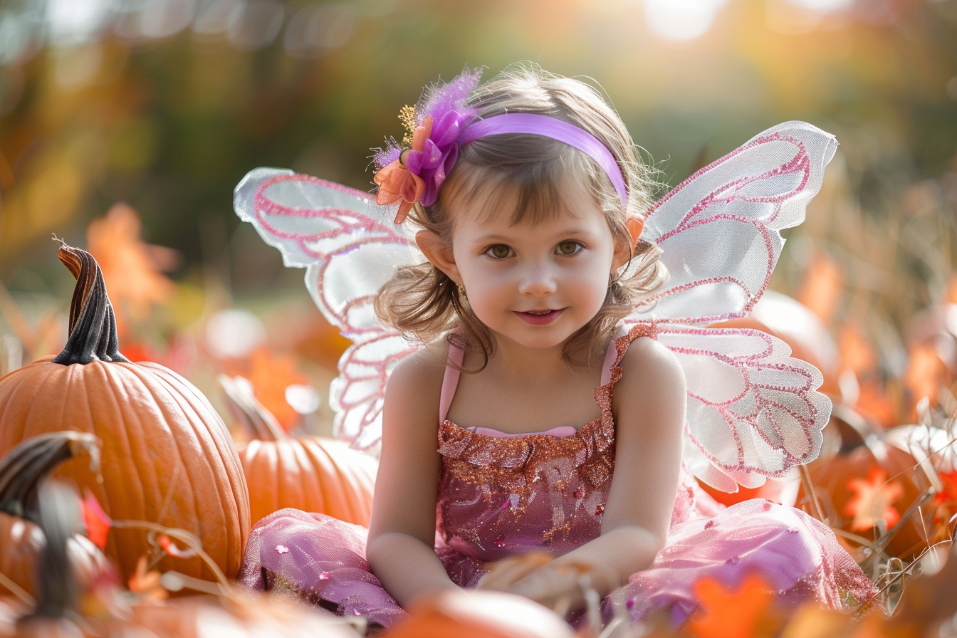 Image gratuite Petite fée, champ citrouilles, décorations 1