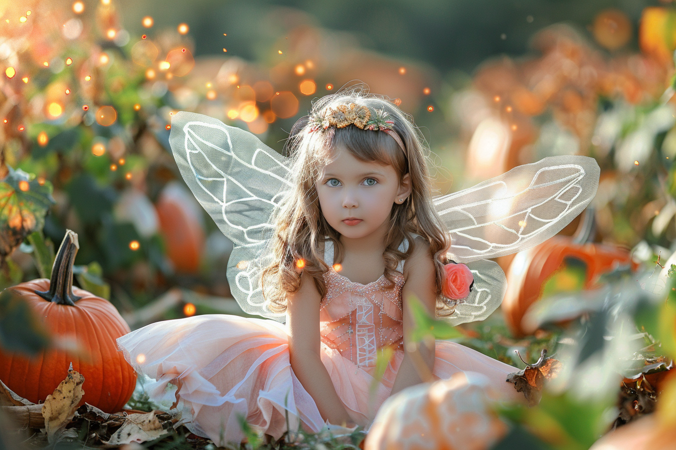Image gratuite Petite fée, champ citrouilles, décorations 2
