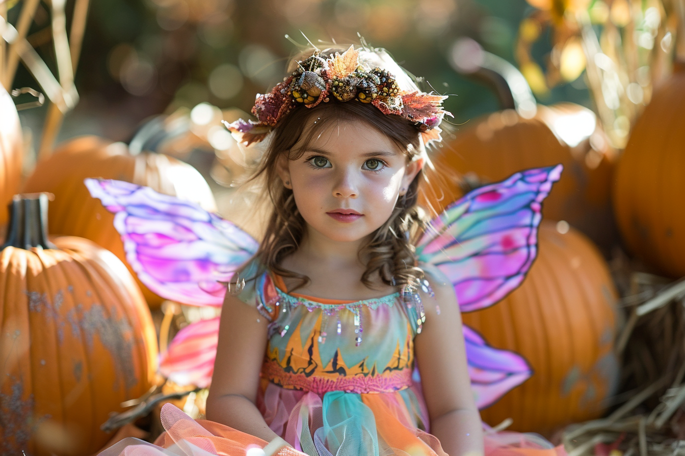 Image gratuite Petite fée, champ citrouilles, décorations 3