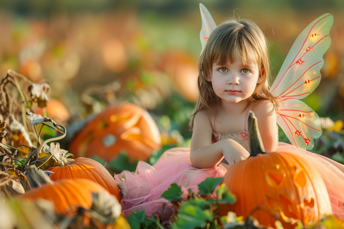 Image gratuite Petite fée, champ citrouilles, décorations 4