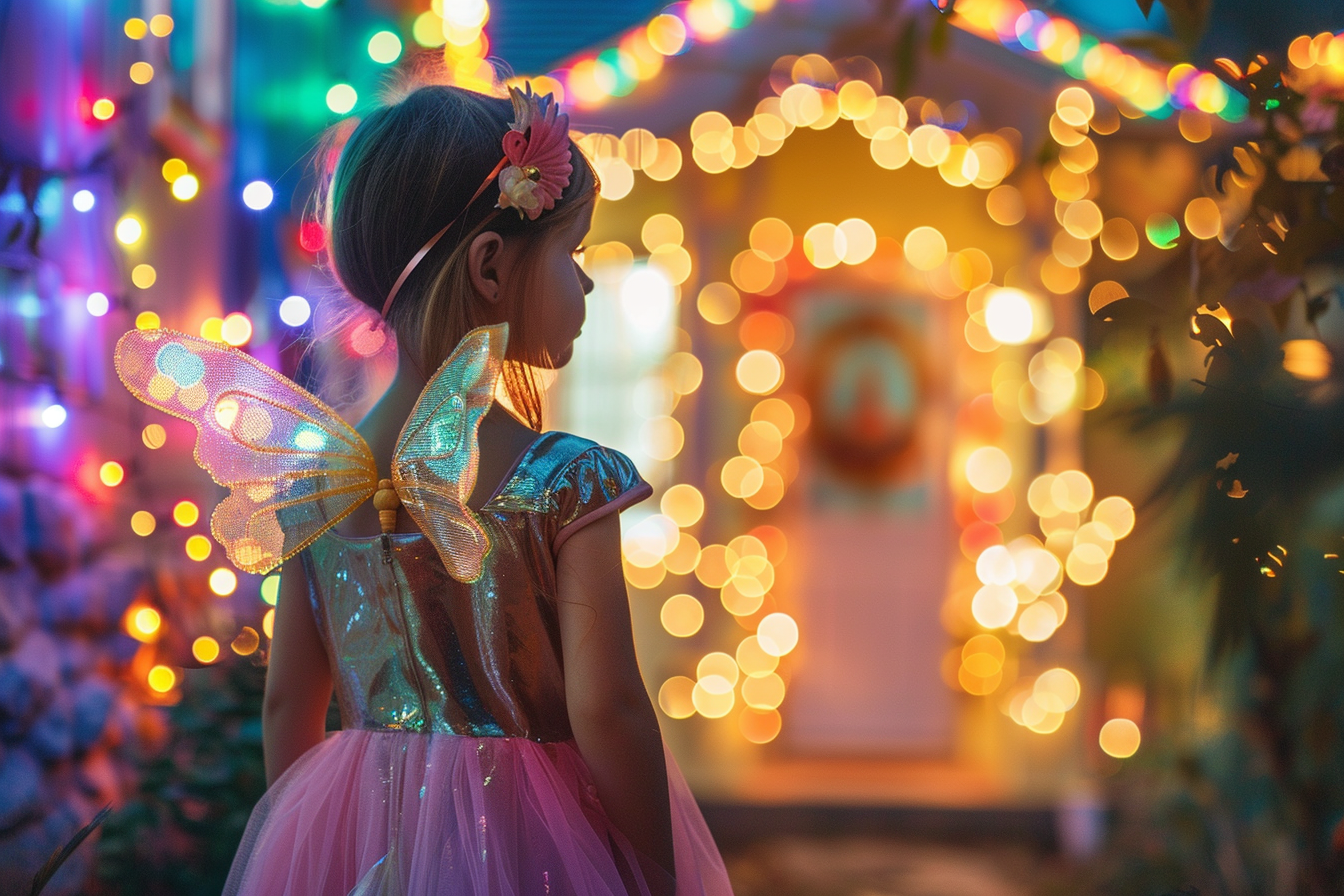 Image gratuite Petite fée, maison illuminée, décorée Halloween 2