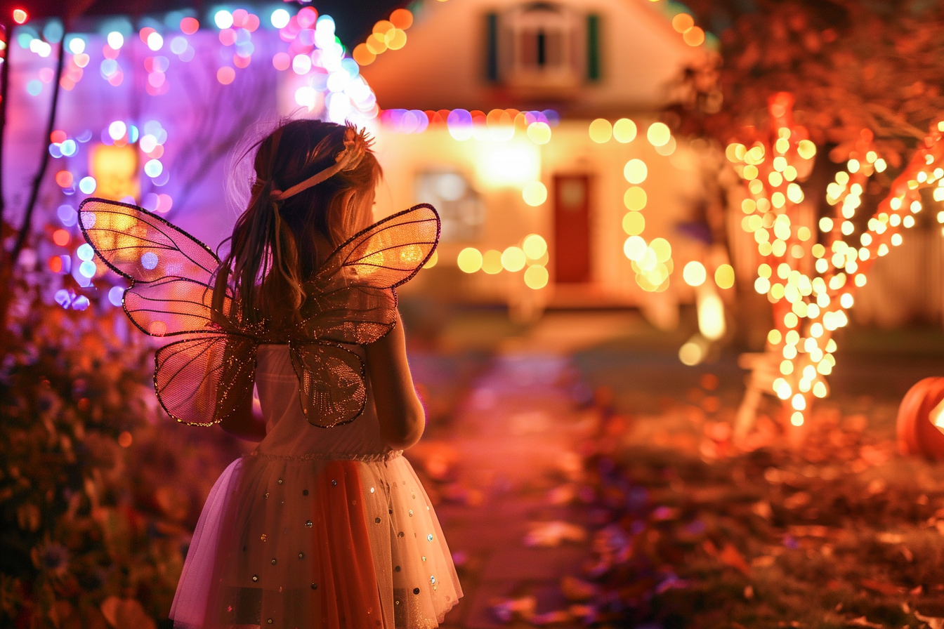 Image gratuite Petite fée, maison illuminée, décorée Halloween 5