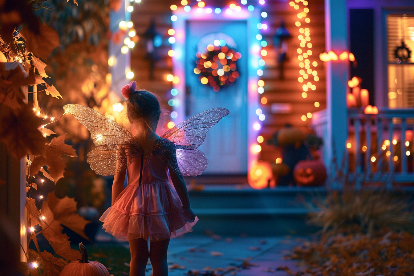 Image gratuite Petite fée, maison illuminée, décorée Halloween 7