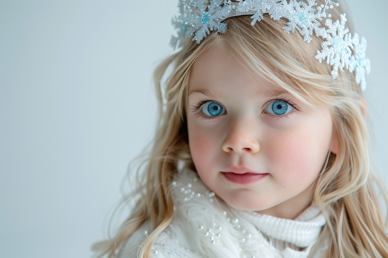 Image gratuite Petite fille princesse flocon de neige sur fond blanc 1