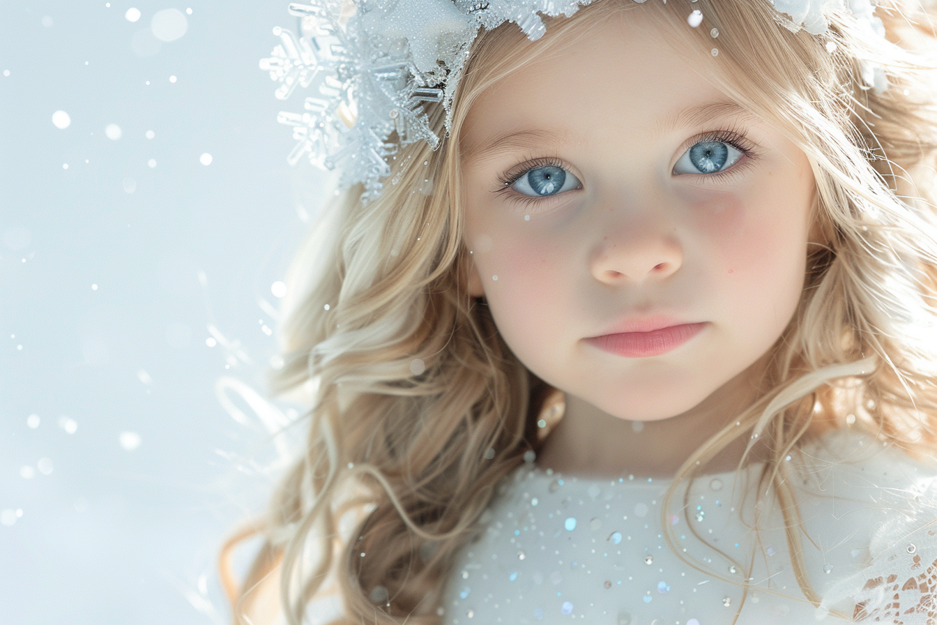 Image gratuite Petite fille princesse flocon de neige sur fond blanc 2
