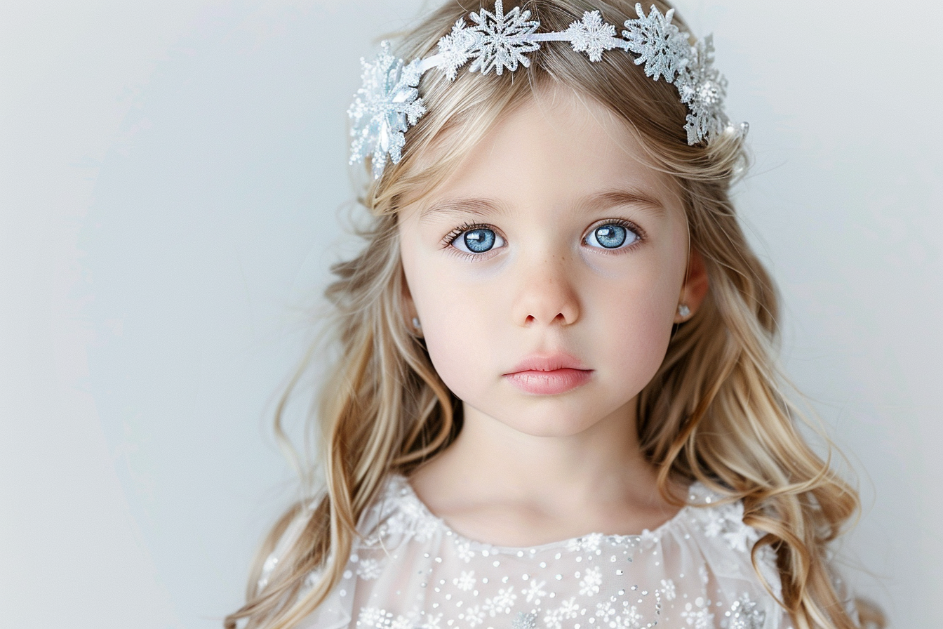 Image gratuite Petite fille princesse flocon de neige sur fond blanc 3