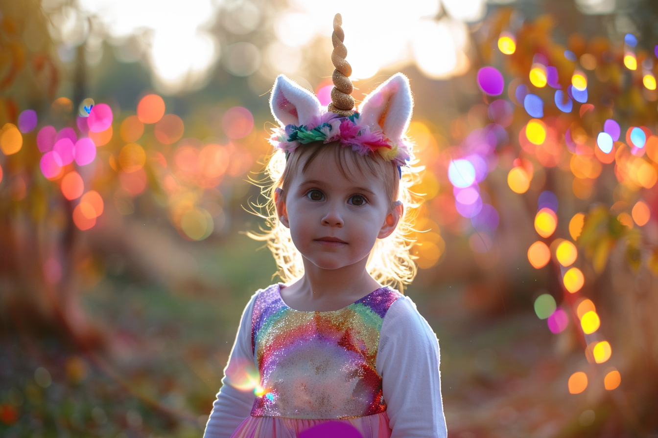 Image gratuite Petite licorne, prairie colorée, éclairée, décorations 2