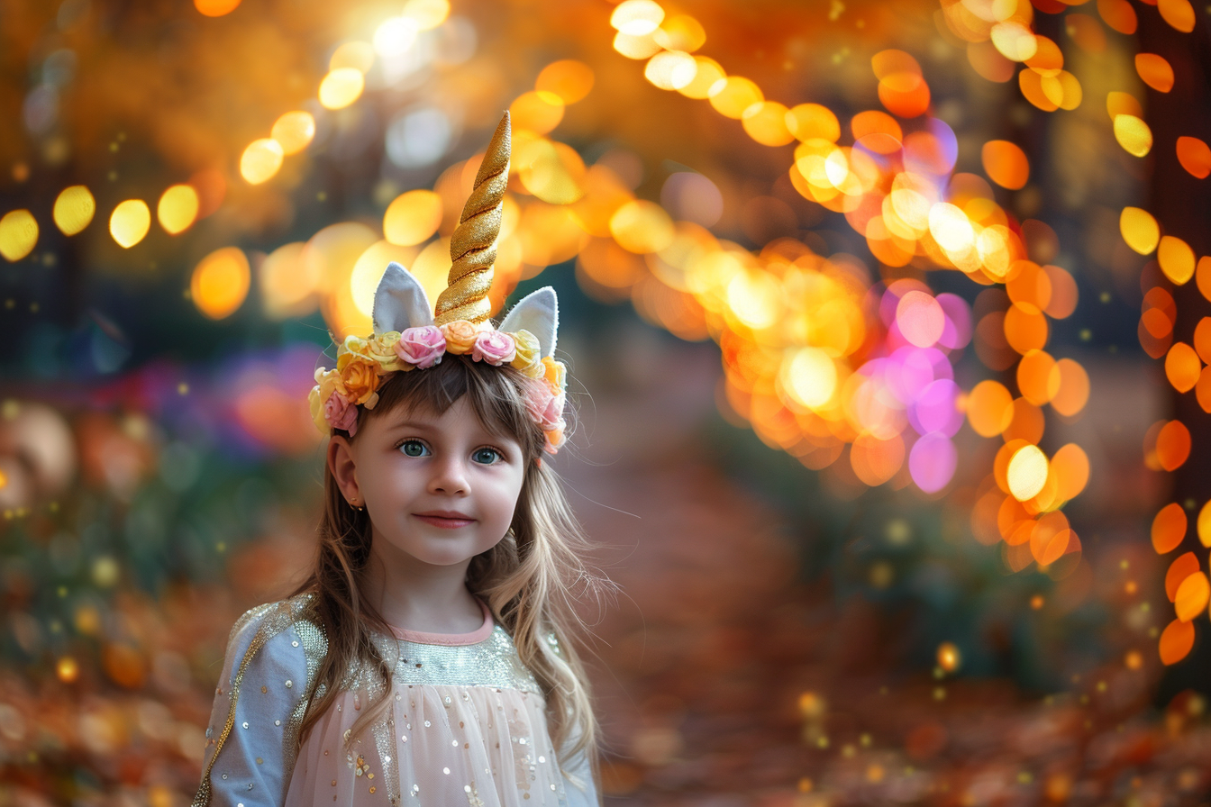 Image gratuite Petite licorne, prairie colorée, éclairée, décorations 3