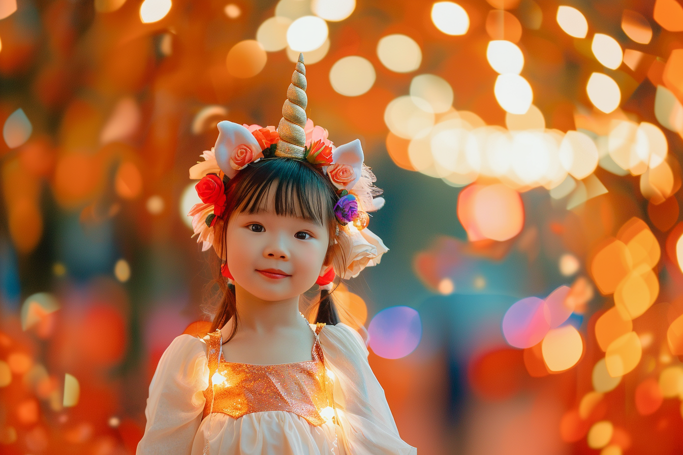 Image gratuite Petite licorne, prairie colorée, éclairée, décorations 5