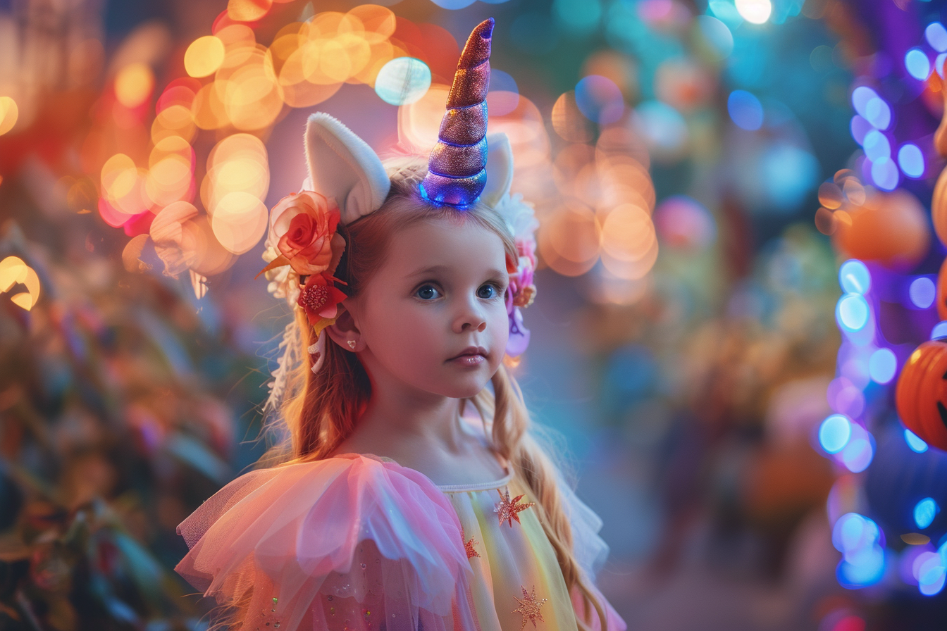 Image gratuite Petite licorne, prairie colorée, éclairée, décorations 6