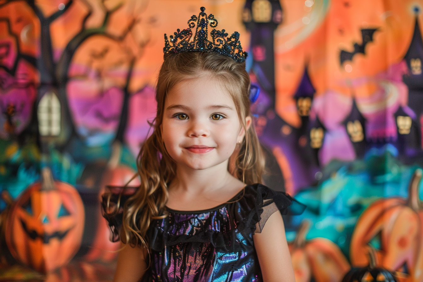 Image gratuite Petite princesse, décor fond coloré, Halloween 2