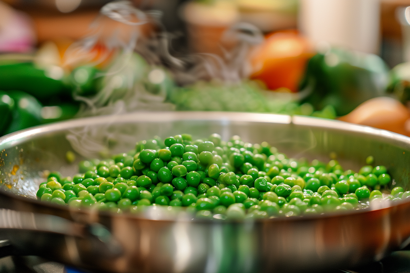 Image gratuite Petits pois sautés en cuisine contemporaine 1