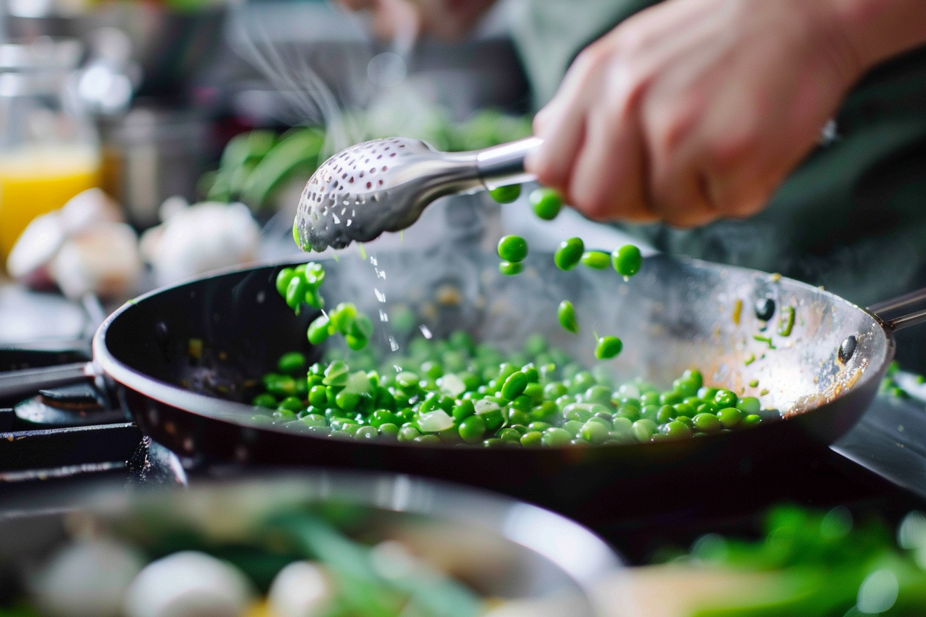 Image gratuite Petits pois sautés en cuisine contemporaine 3