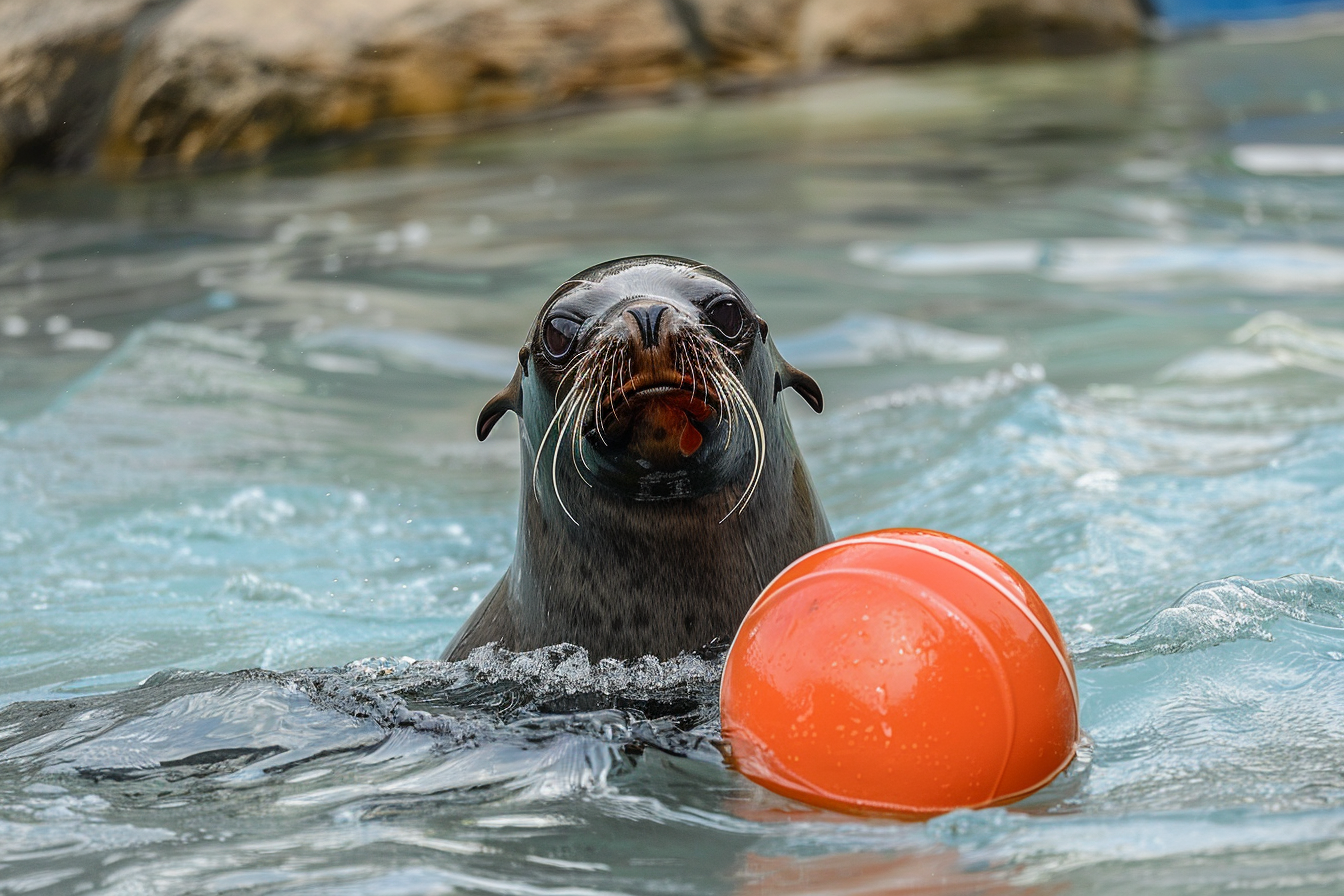 Image gratuite Phoque jouant avec un ballon 1