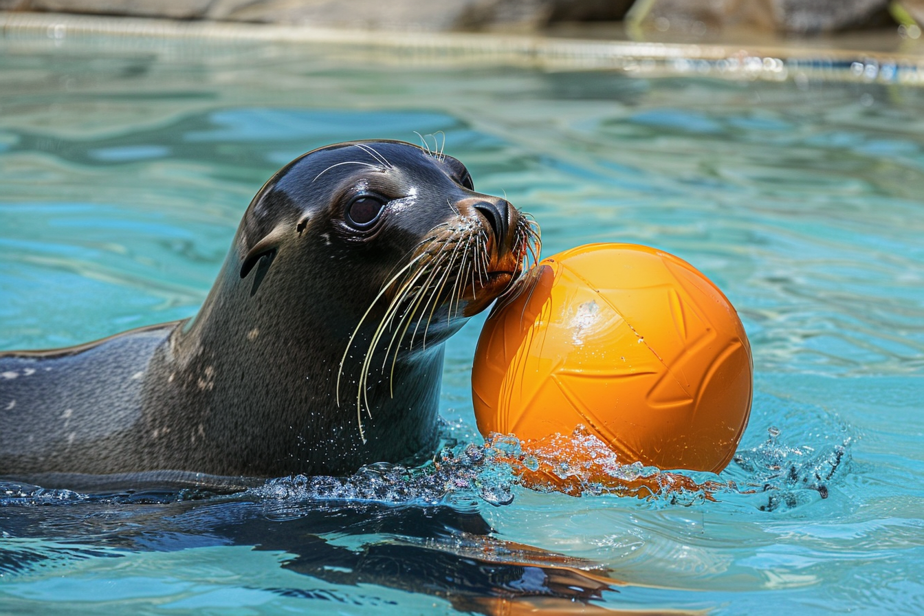 Image gratuite Phoque jouant avec un ballon 2