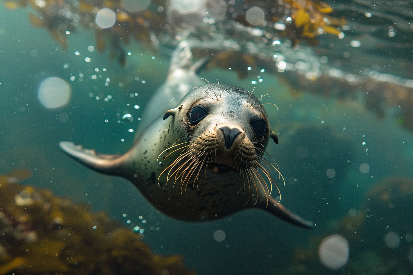 Image gratuite Phoque plongeant avec bulles 2