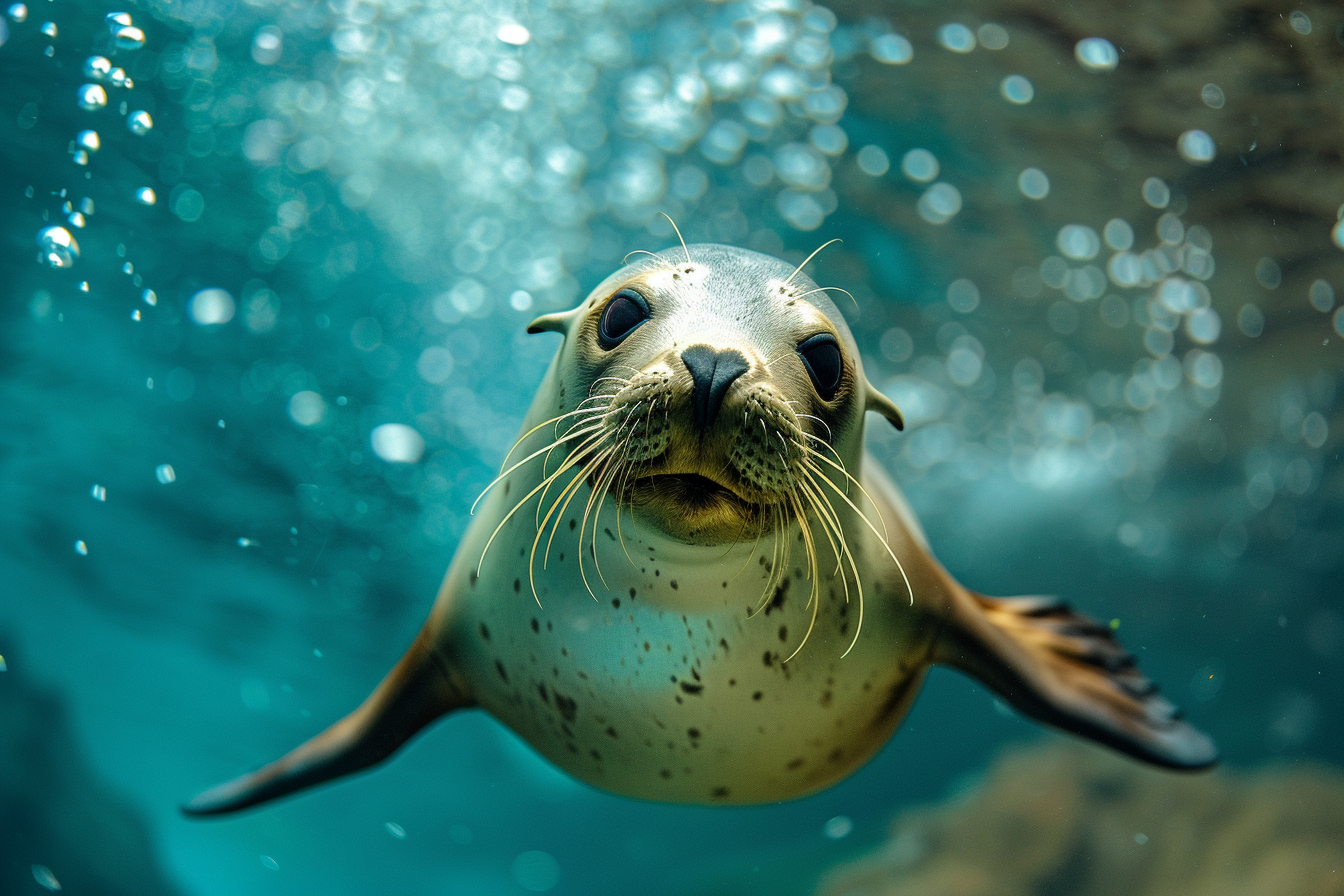 Image gratuite Phoque plongeant avec bulles 3
