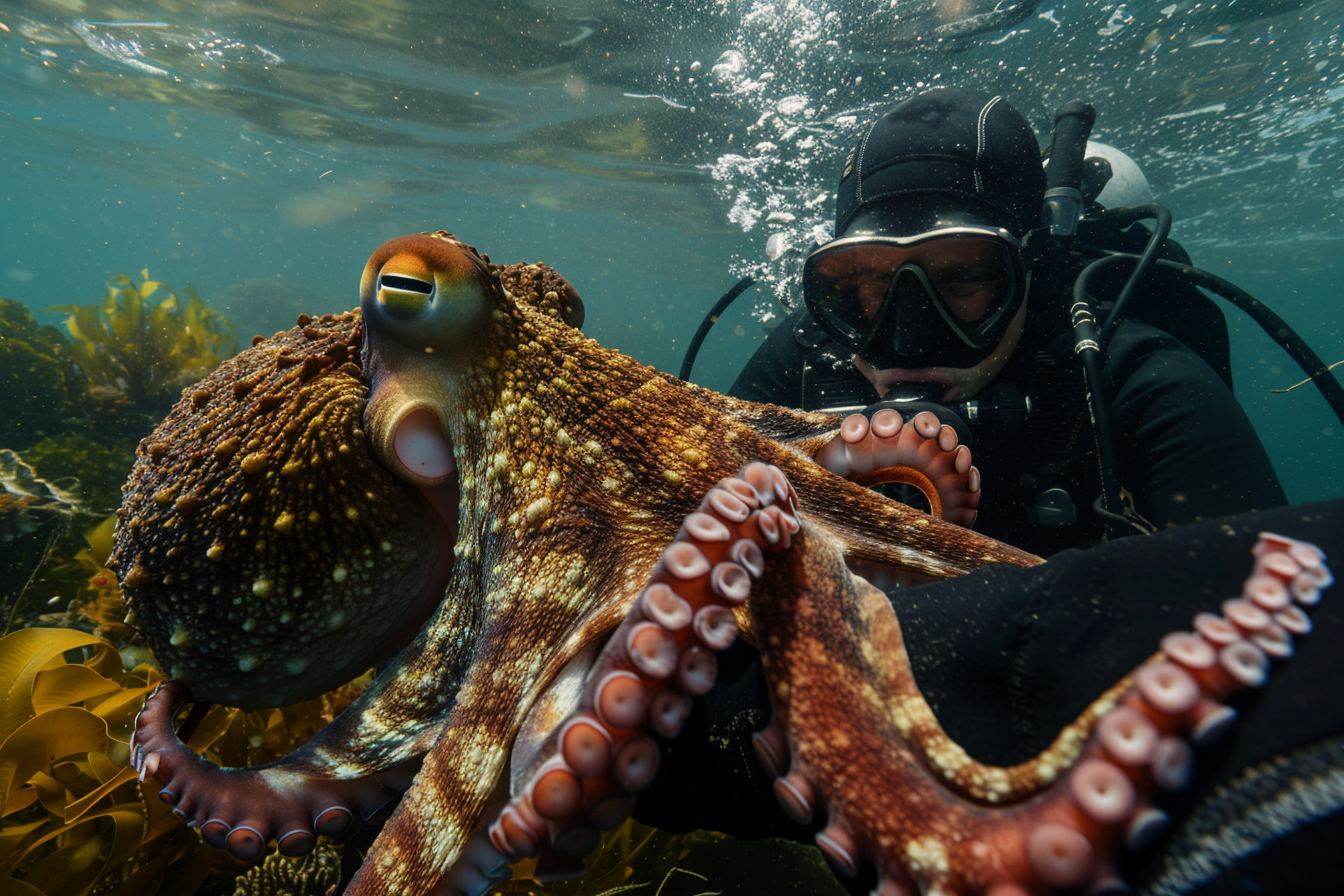Image gratuite Pieuvre avec plongeur 1