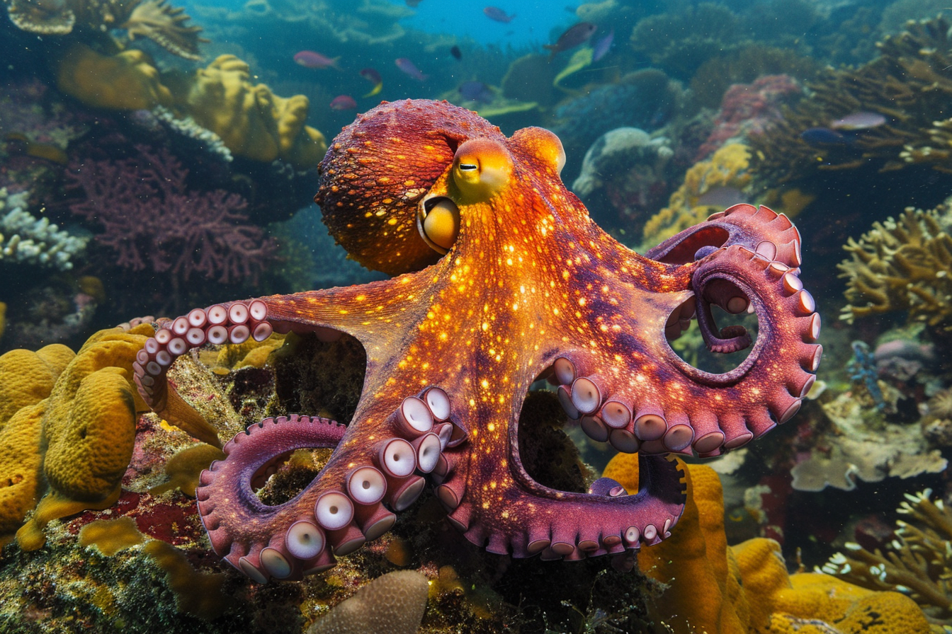 Image gratuite Pieuvre sur récif corallien 1