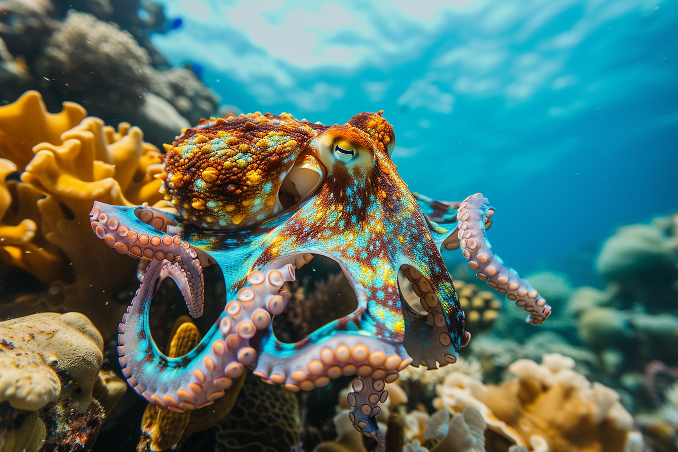 Image gratuite Pieuvre sur récif corallien 2