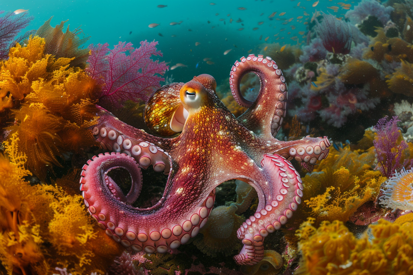 Image gratuite Pieuvre sur récif corallien 3