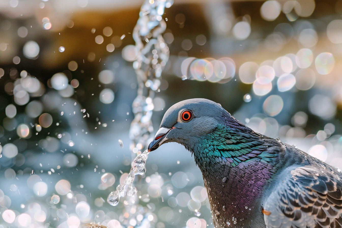 Image gratuite Pigeon et fontaine 2