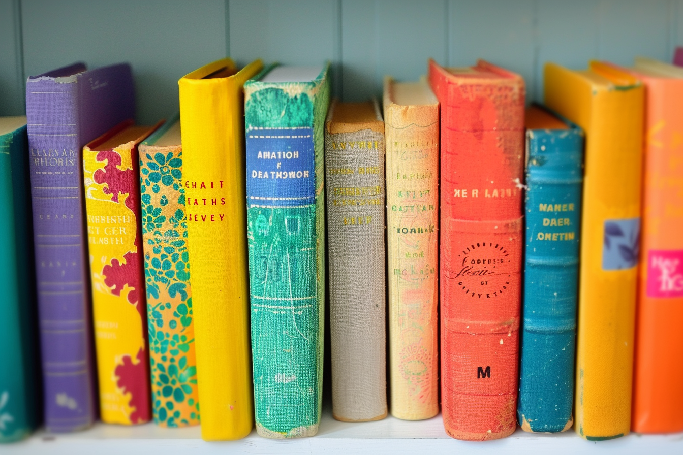 Image gratuite Pile de livres colorés sur étagère blanche 1