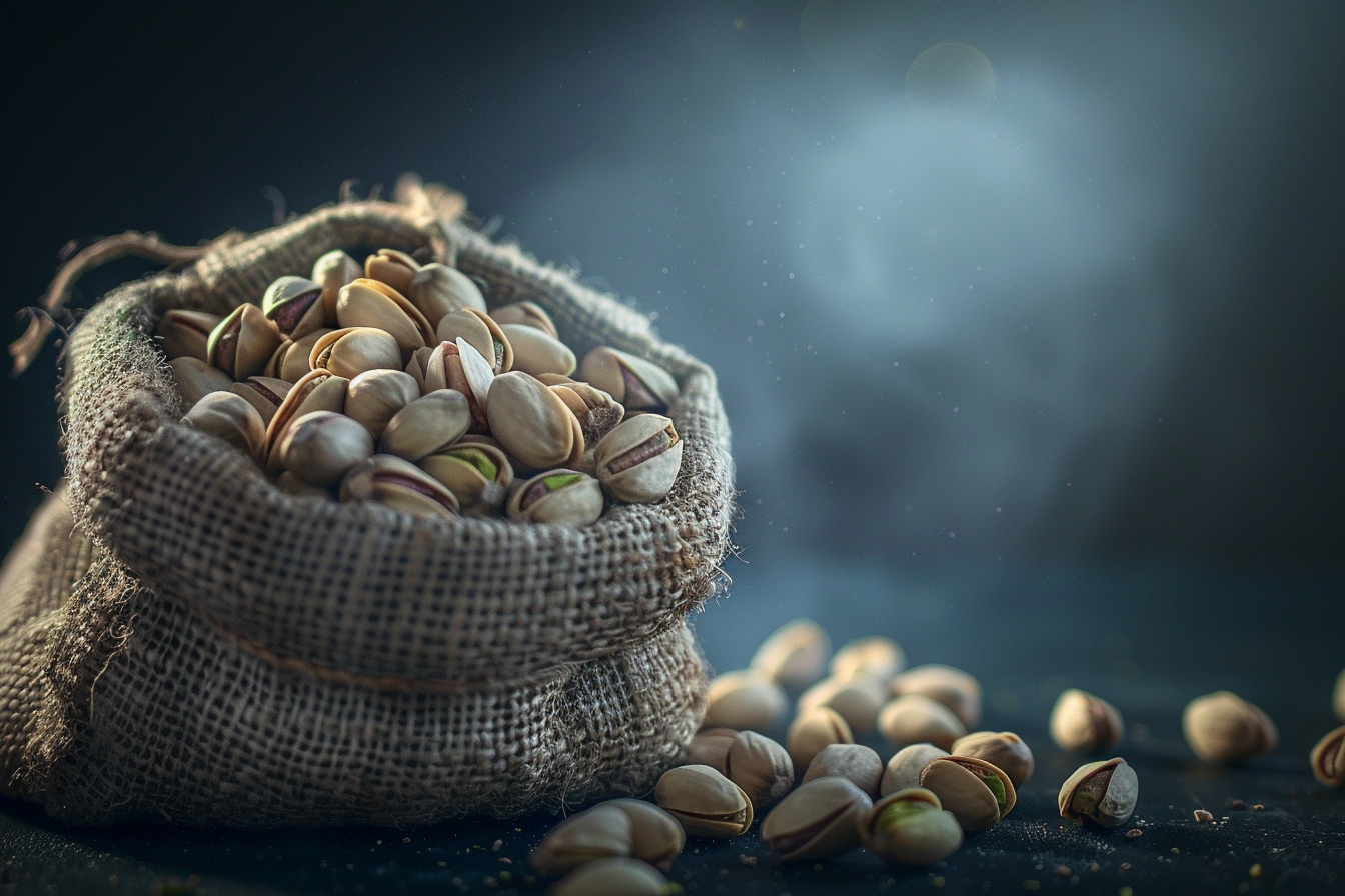 Image gratuite Pistaches renversées sur fond sombre 2