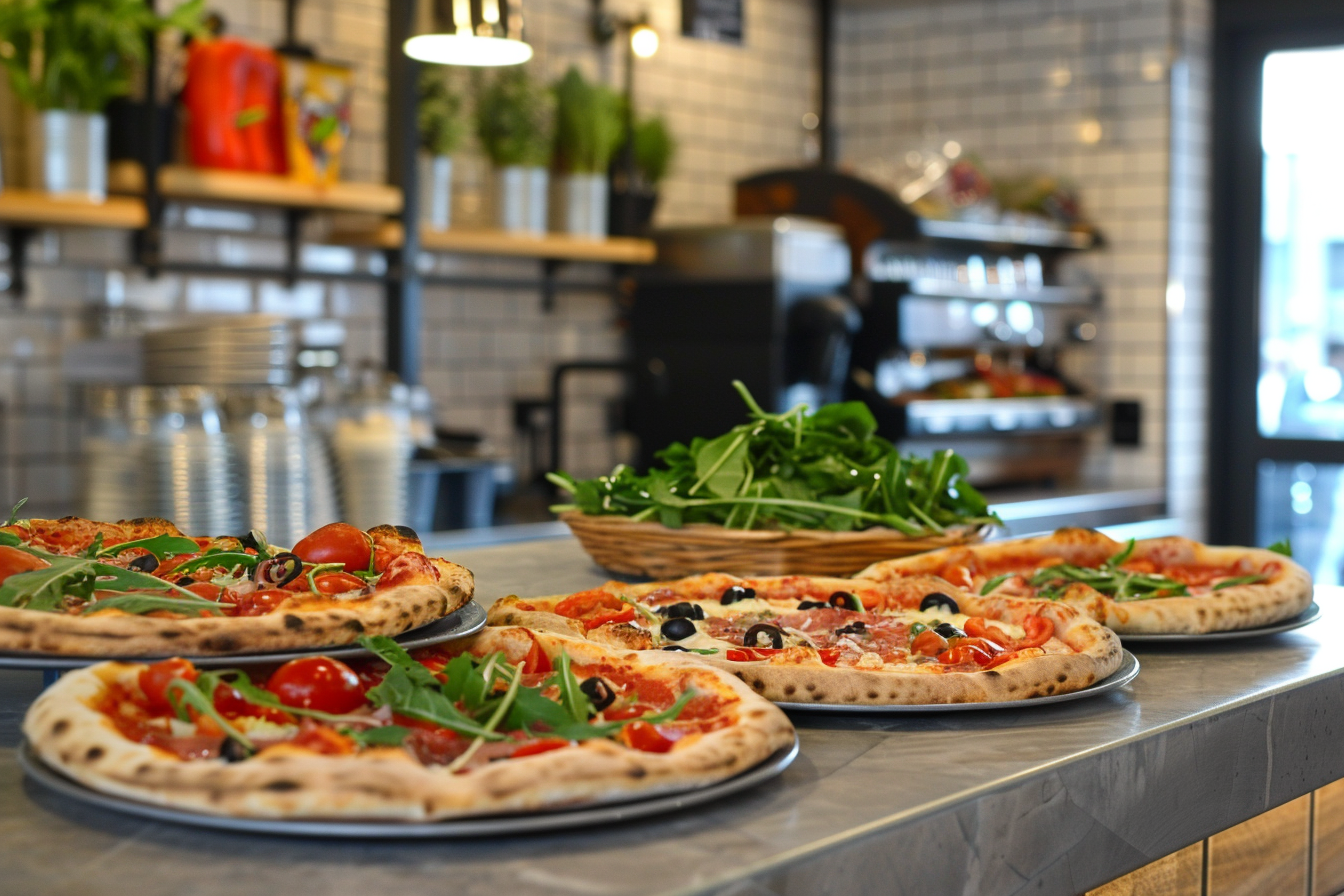 Image gratuite Pizzas servies dans un café chic 1