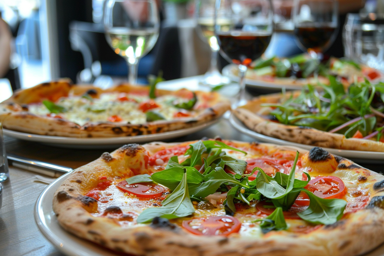 Image gratuite Pizzas servies dans un café chic 2