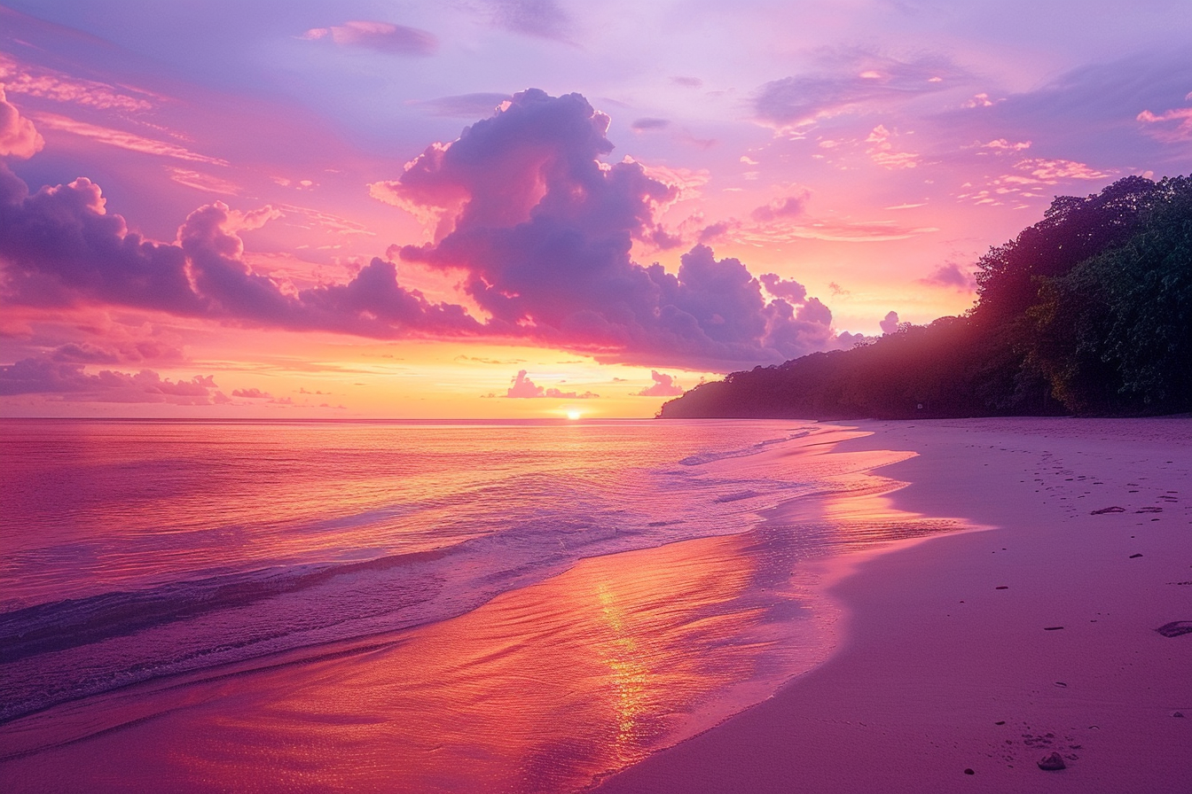 Image gratuite Plage tranquille au coucher du soleil 1