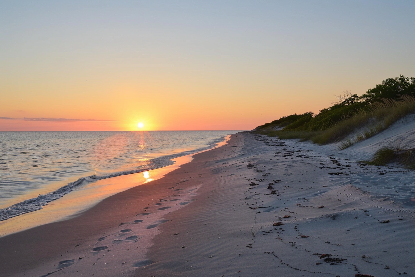 Image gratuite Plage tranquille au coucher du soleil 5